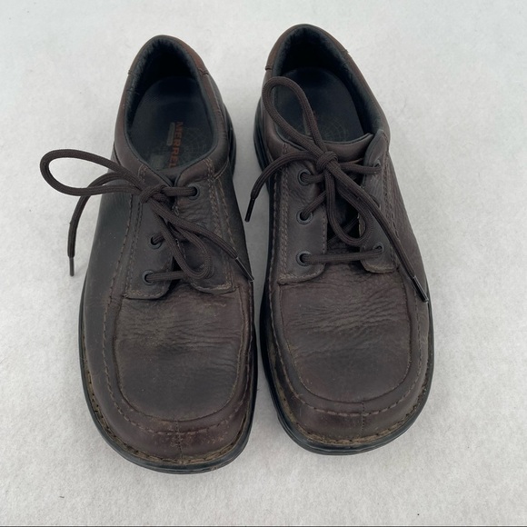 MERRELL Mens World Forum Leaf Brown Oxford Shoe Brown Leather Lace Up size: 9 main image 7